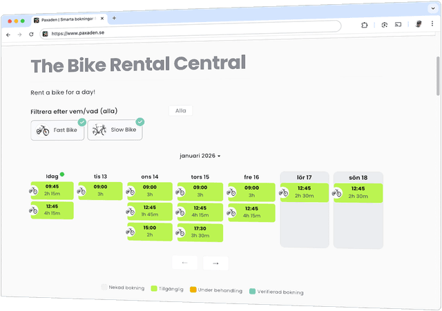 Customer booking page
