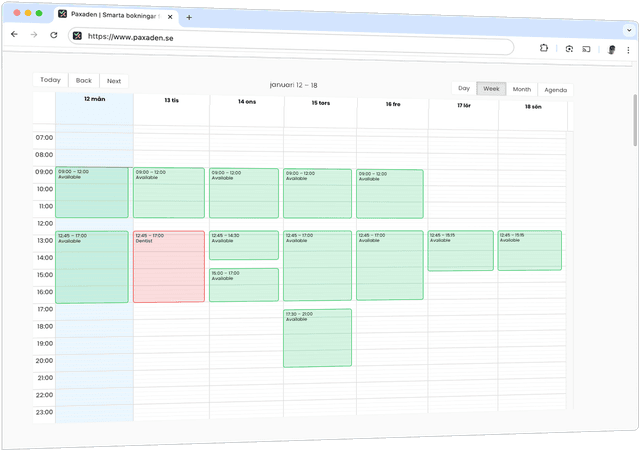 Your calendar online, ready to accept bookings