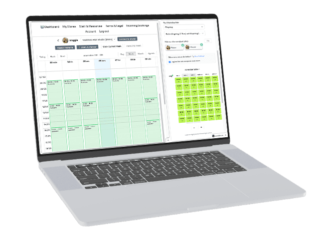 Admin view of a booking calendar on a computer