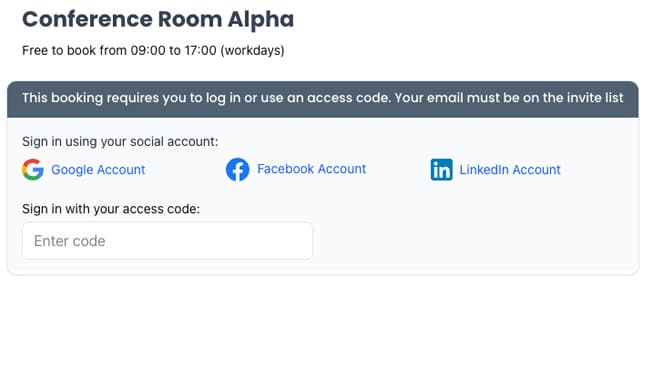 Skärm med inloggning och åtkomstkod
