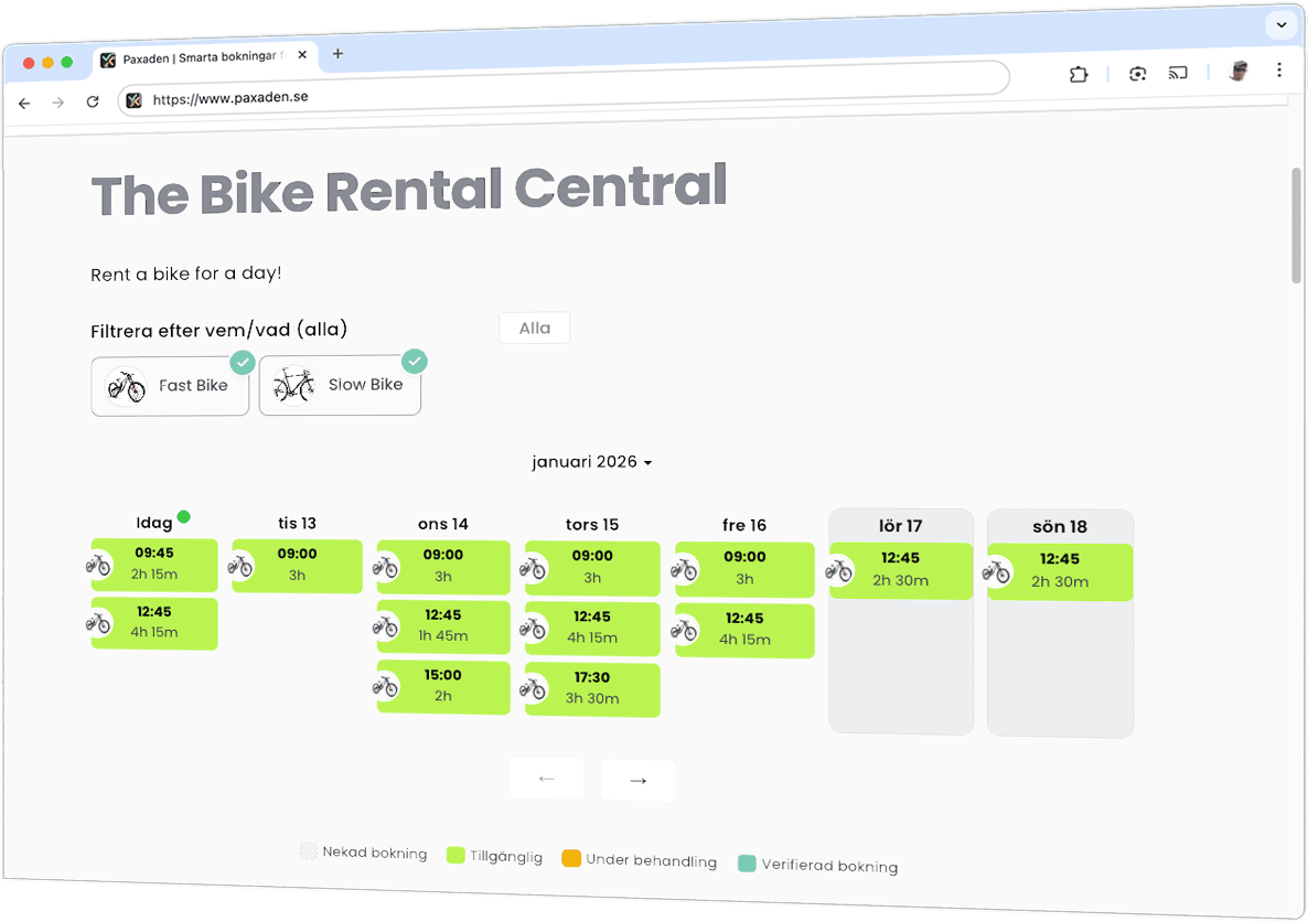 Customer booking page