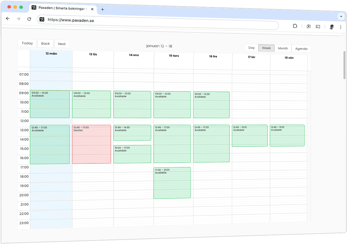Your calendar online, ready to accept bookings